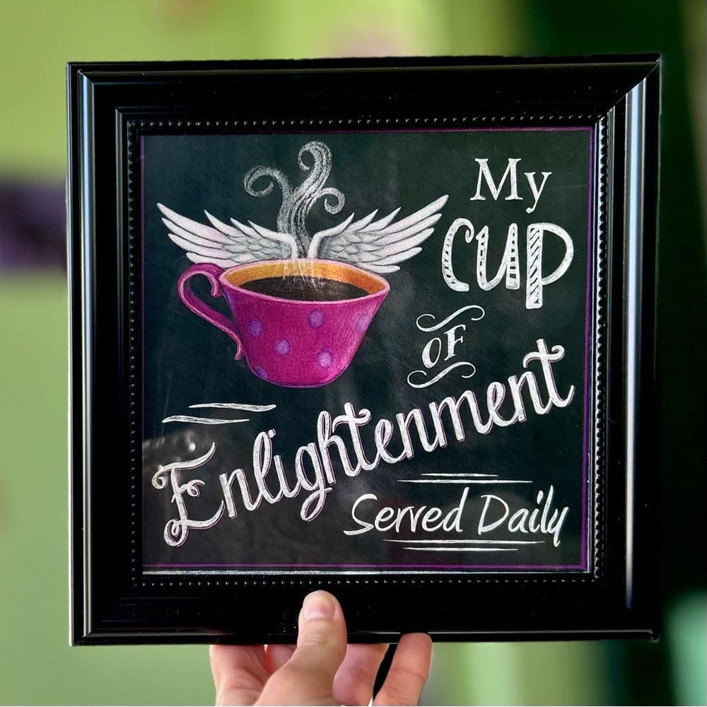 Framed Kitchen Coffee Lovers Angel Wing Wall Hanging Home Decor Art Display - Picture 1 of 7